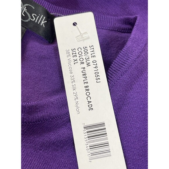 August Silk Women’s XL Purple Brocade Button Up Cardigan Sweater NWT Silk Blend - Picture 11 of 11